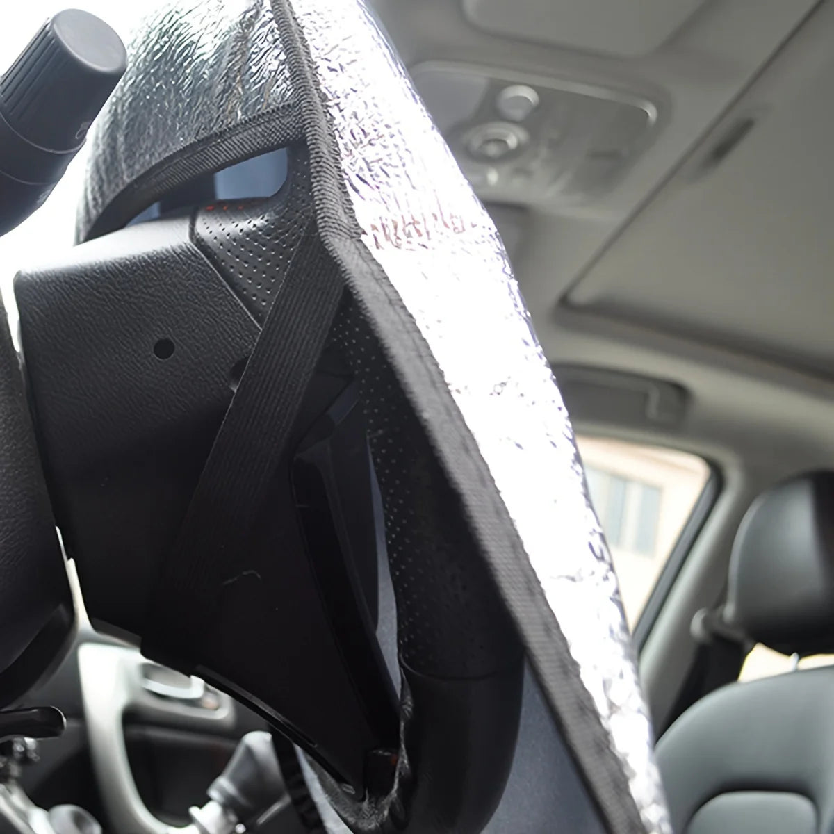 Car Steering Wheel Sun Shade Double Thick Sun Protection Foldable Anti-uv Sunscreen Car Supplies Car Steering Wheel Cover Silver