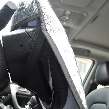 Car Steering Wheel Sun Shade Double Thick Sun Protection Foldable Anti-uv Sunscreen Car Supplies Car Steering Wheel Cover Silver