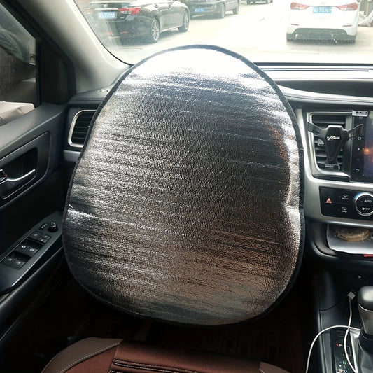 Car Steering Wheel Sun Shade Double Thick Sun Protection Foldable Anti-uv Sunscreen Car Supplies Car Steering Wheel Cover Silver