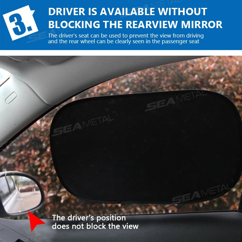 SEAMETAL 2PCS Car Electrostatic Sunshade UV Protector Self Adhesive Car Side Window Mesh Sun Visor Summer Protection Film 50x30