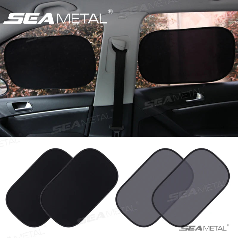 SEAMETAL 2PCS Car Electrostatic Sunshade UV Protector Self Adhesive Car Side Window Mesh Sun Visor Summer Protection Film 50x30