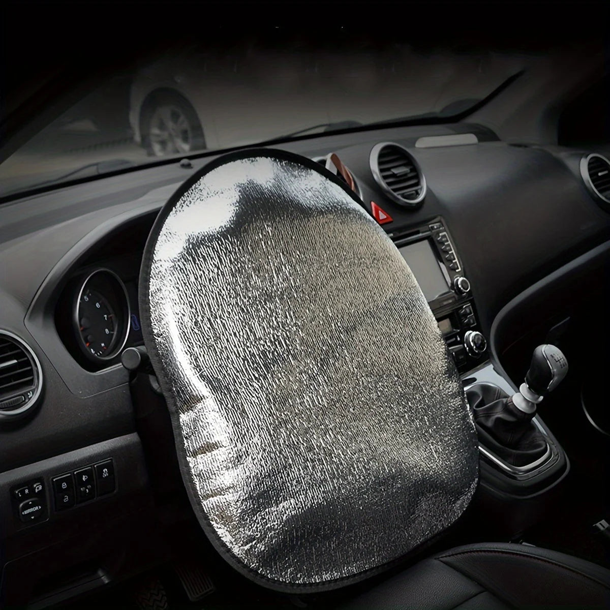 Car Steering Wheel Sun Shade Double Thick Sun Protection Foldable Anti-uv Sunscreen Car Supplies Car Steering Wheel Cover Silver