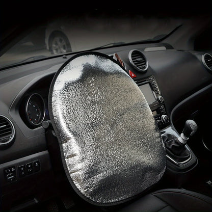 Car Steering Wheel Sun Shade Double Thick Sun Protection Foldable Anti-uv Sunscreen Car Supplies Car Steering Wheel Cover Silver