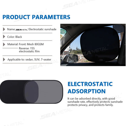 SEAMETAL 2PCS Car Electrostatic Sunshade UV Protector Self Adhesive Car Side Window Mesh Sun Visor Summer Protection Film 50x30