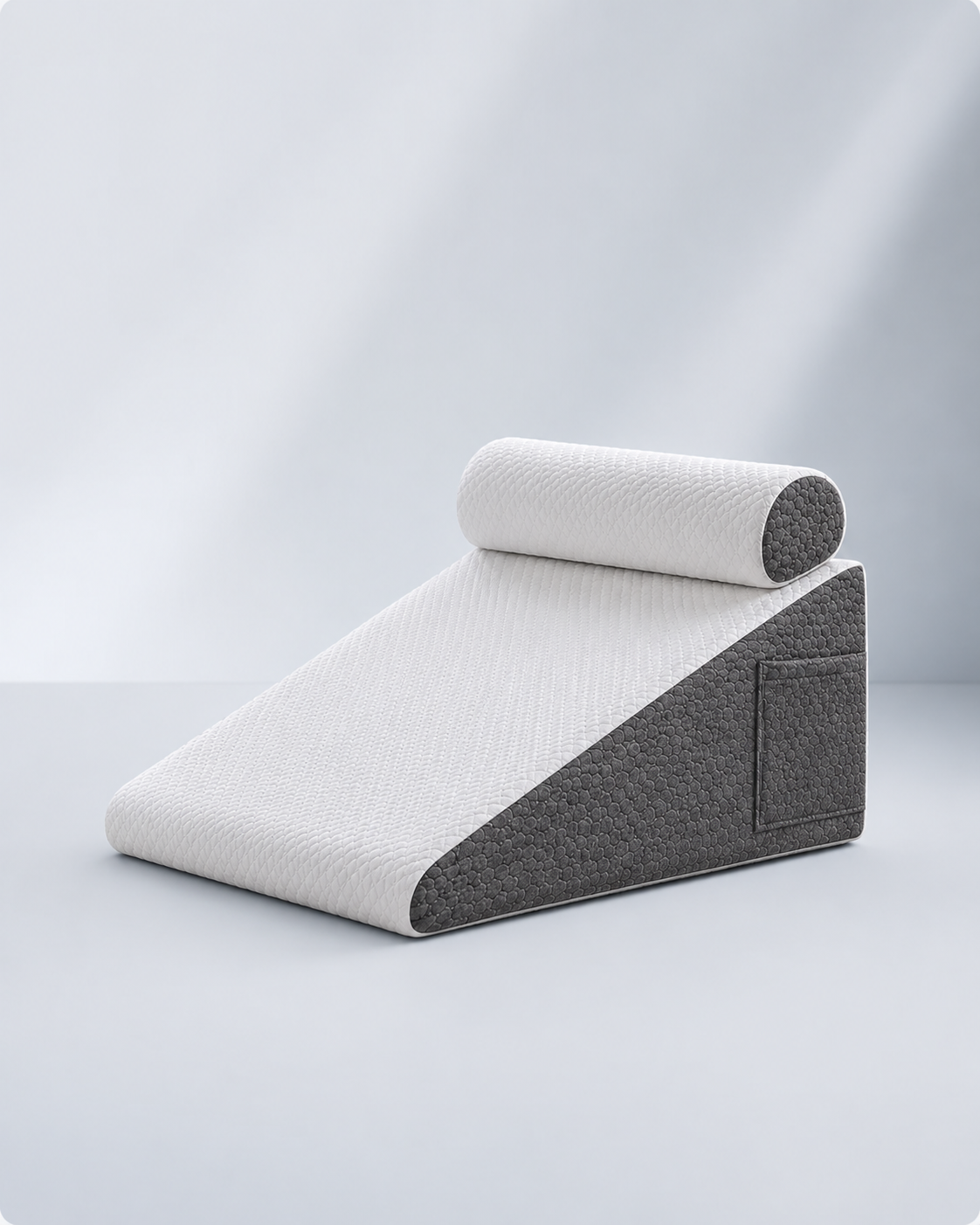 Close-up of AeroWedge Lounge Pillow foam structure and cover