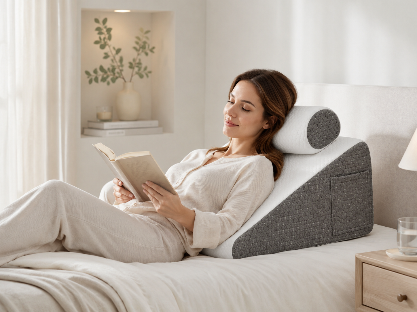 Athlete reclining on AeroWedge Lounge Pillow after workout